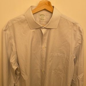Brooks brothers Milano (extra slim) 17/33 white with blue check shirt